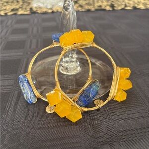 Bourbon and Bowties Gold Bracelet with Blue and Yellow Stones